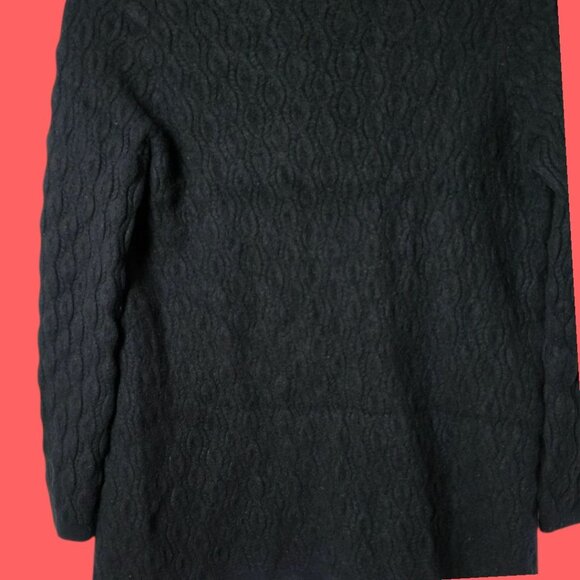 Garnet Hill Black Cable Knit 100%Cashmere Cardigan Sweater Womens Black Medium - Picture 6 of 13